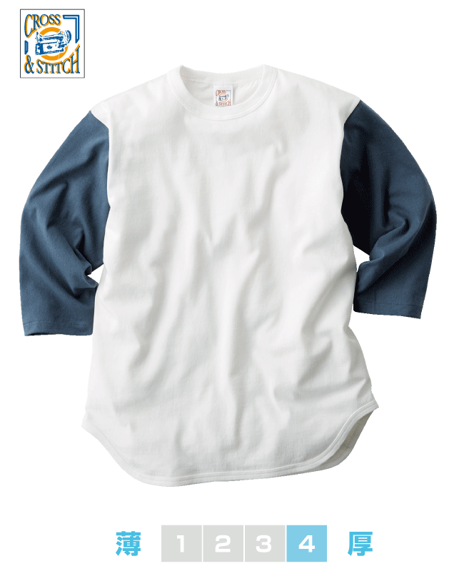 七分袖ベースボールTシャツ